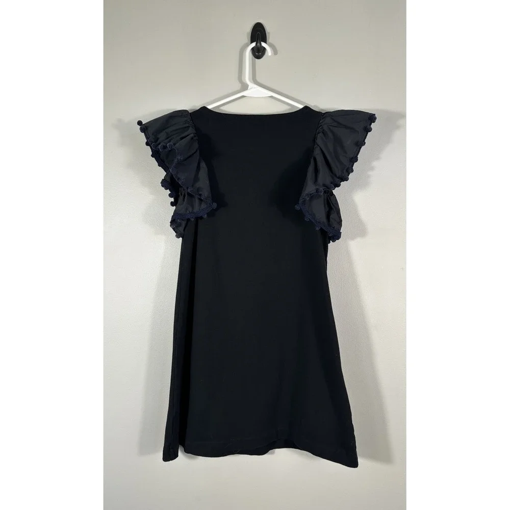 Crewcuts Dress Girls 10 Blue Ruffle Sleeve Pom Pom Preppy